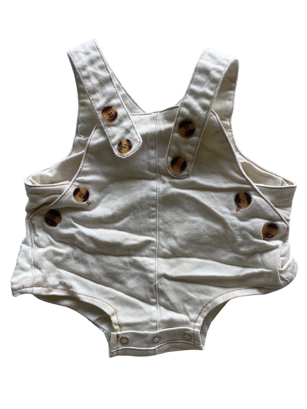 Cream Baby Overall Romper with Button Details